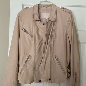 Rebecca Taylor light pink leather motorcycle jacket